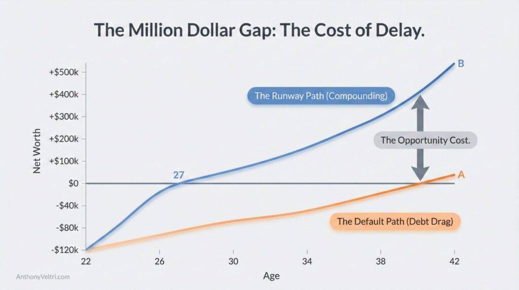 This diagram illustrates that delaying the 