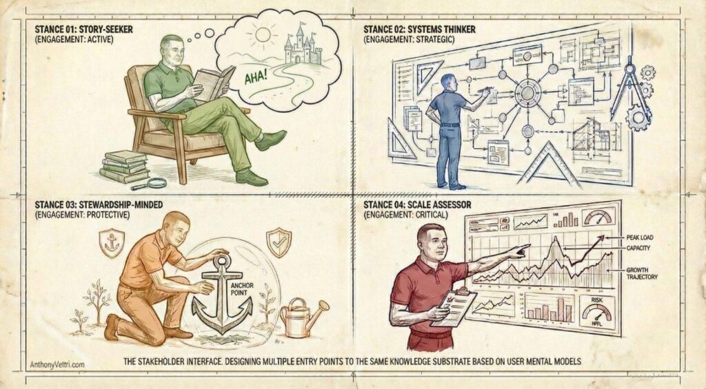 A four-panel illustration shows: 1) a person reading outdoors, having an 