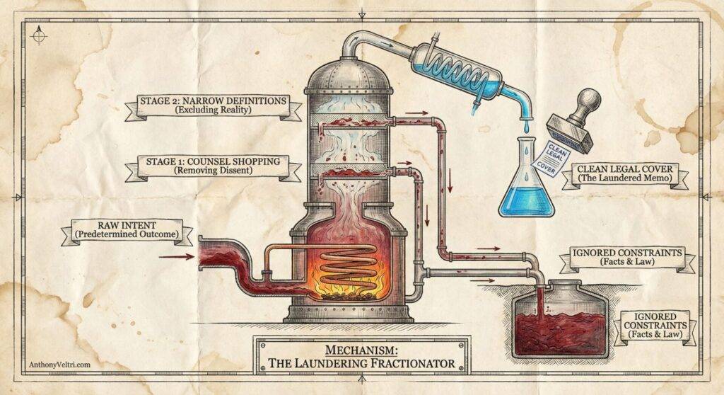 A diagram in the style of a chemistry lab shows 