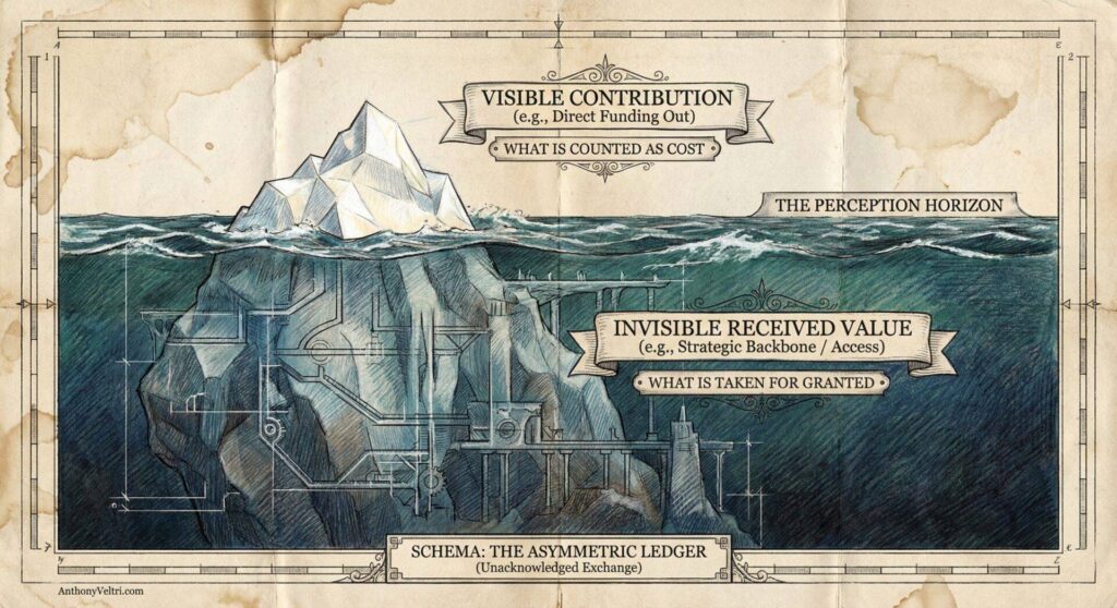 A hand-drawn iceberg floats in the sea. The tip above water is labeled 