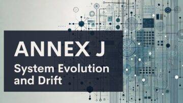 ANNEX J System Evolution and Drift" text over a background of abstract circuitry and geometric shapes, suggesting technology and systems integration themes.