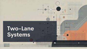 A geometric abstract background with circles, lines, and shapes in neutral tones, overlaid with a dark rectangle containing the text "Two-Lane Systems" in bold white font.