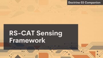 This slide illustrates the "RS-CAT Sensing Framework," with geometric circuitry, and is identified as a "Doctrine 03 Companion.
