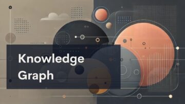 Abstract illustration with overlapping circles and geometric shapes in shades of beige, black, and orange. Modern, tech-inspired design. The words "Knowledge Graph" appear in large white text on a dark transparent rectangle in the foreground.